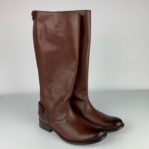 FRYE Button Back Zip Leather Boot Retail $388